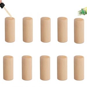 Diffuseur Huiles Essentielles Bois, 10 Pièces Diffuseur Huile Essentielle, Galet Diffuseur Huile Essentielle, Diffuseur D'aromathérapie De Forme Cylindrique en Bois pour Bureau De Voiture (Fudian Olivier, neuf)