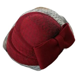 Bandeau à plumes de fleurs, chapeau bibi, chapeau bibi 100% laine avec voile, casquette en cachemire for femme, style célébrité, for l'automne et l'hiver, photographie, fête de mariage, couvre-chef f (JYSMLISL, neuf)