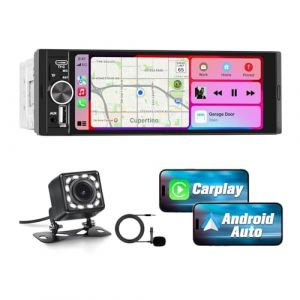 Hexinex Autoradio 1 DIN CarPlay et Android Auto sans Fil avec 6.36‘’ Écran Tactile HD,Autoradio Carplay 1 din Bluetooth FM USB Type C,GPS,Mirrorlink,Commande Vocale(Caméra de recul Inclus (happyx2, neuf)