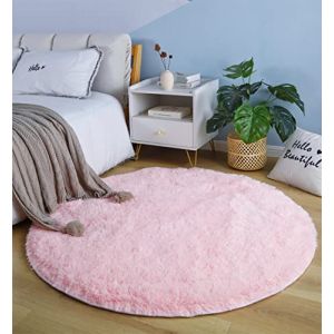 linyingdian Tapis de Salon Rond, adapt&eacute; aux int&eacute;rieurs Modernes, Doux, Tapis Moelleux pour Chambre, d&eacute;coration de canap&eacute; pour Salon et Chambre de Style Moderne (Rose, 100x100cm) (linyingdian, neuf)