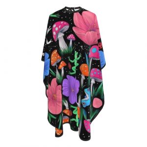 Cape De Coiffure Belles Fleurs Magiques, Lune Gothique, Champignons, Grenouilles Barber Cape De Salon Professionnel Anti Statique Anti-Taches Coupe Cheveux, Pour Adultes, Femme, 140x168cm (MoTaiFenShop, neuf)