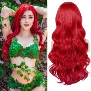 PORSMEER Longues Perruques Rouges Ondulées Avec Pinces À Cheveux En Étoile De Mer Pour Femmes Dames Sirène Perruque De Déguisement, Perruque Pour Mera Queen Halloween Cosplay Fête (VivoCity, neuf)
