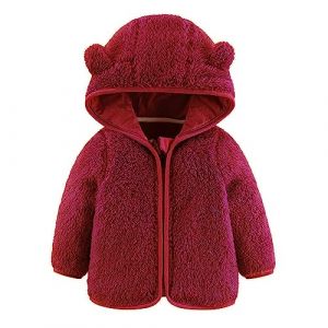 Manteau en Polaire pour Bébé Fille Veste à Capuche, Manteau Bébé Fille Veste Hiver Enfant Manteaux à Capuche au Rayure Blouson Hiver Vetements Bebe Fille Chaud Veste Polaire Enfant Automne (Wtouhe, neuf)