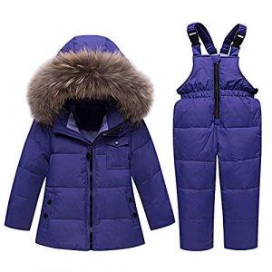 amropi Combinaison de Ski Bébé Filles Veste de Duvet à Capuche et Pantalons de Neige 2 Pièces Hiver Ensemble de Ski Violet,3-4 ans (YunBao Footwear Trade, neuf)