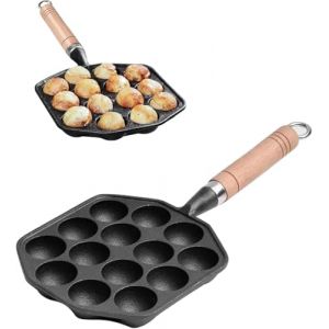 Topyond Taiyaki Pan,Po&ecirc;le Takoyaki En Fonte,14 Cavit&eacute;s 3.5cm Antiadh&eacute;sives Takoyaki Grill Pan,Excellente Conductivit&eacute; Thermique Takoyaki Machine (Jialyduu, neuf)