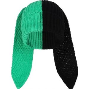 YEKEYI Bonnet tricot&eacute; mignon lapin longues oreilles dr&ocirc;le chapeau lapin hiver casquette chaude t&ecirc;te de mort chapeau de ski, noir/vert, Taille unique (YEKEYI-FR, neuf)