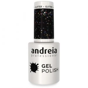 Andreia Vernis Gel Semi-Permanent pour Lampe UV/LED - Vernis à Ongles Couleur Intense Tenue 4 Semaines pour French Manucure - Couleur 244 Paillettes noires - Nuances de Nuit - 10 ml (MinitBuy, neuf)