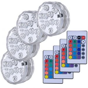 Hitopin Lumière submersible de LED, Lampes sous-marines LED Éclairage Submersible Multi-couleur avec télécommande Étanche IP68 pour Piscine/Décorations//Fête Lot de 4 (ShenzhenShiHaiTuoPinKeJiYouXianGongSi, neuf)