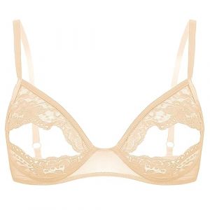 Alvivi Femme Soutien-Gorge Armature en Dentelle/Cuir Transparent Lingerie Redresse-Sein Brassière Sexy Sein Nu Bra Push Up sous Vêtement Erotique Club Nuisette S-5XL Ecru A M (Acfunny-eu, neuf)