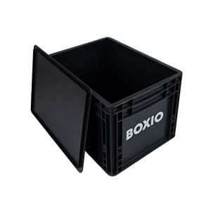BOXIO - SOLO : Boîte de rangement avec couvercle - Eurobox 40x30x28 cm - boîte de transport en plastique pour le camping, le bateau, la cave ou le jardin - empilable avec d'autres bacs norme Europe (Duschkraft, neuf)