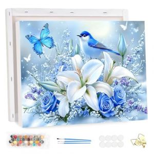HEIBAGO Oiseau Peinture Numero Adulte avec Cadre, Fleur Kits de Peinture par Num&eacute;ros pour Adults, DIY Paysage Peinture &agrave; l'huile par Num&eacute;ros Kits pour la D&eacute;coration Int&eacute;rieure Maison,30x20cm (JINYULIANG, neuf)