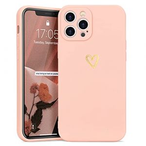 Wirvyuer Coque Compatible avec iPhone 13 Pro Antichoc Coque Silicone TPU avec Motif Coeur d'amour Dor&eacute; Mignon &Eacute;tui Protection Compl&egrave;te Souple pour iPhone 13 Pro 6,1 Pouces (Rose) (meijiehua, neuf)
