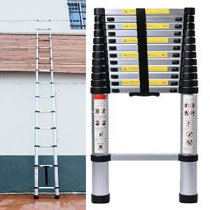 Échelle télescopique Extensible de 3,2 m - Échelle télescopique en Aluminium - Escabeau Telescopique - Échelle Multifonction avec 11 Étapes- Charge maximale : 150 kg - EN131 (Marblehee, neuf)