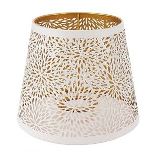 Creahappy Abat-Jour en Métal Abat-Jour Vintage E27 E26 Blanc Motif de Fleurs Sculptées en Fer Design Moderne pour Lampe de Table et Lampadaire, Arbres Coniques (welcome chaozhang, neuf)