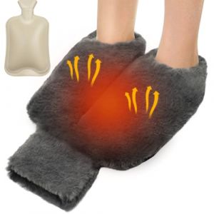 YTACREA Bouillotte Pieds Non électrique, 2L Bouillotte Chauffe-pieds, Bouillottes Pieds Peluche Non électrique Adulte, 2 en 1 Chauffe Pied Bouillottes pour Femmes/Hommes/Enfants (40x36CM, Grau) (Yiomxhi, neuf)