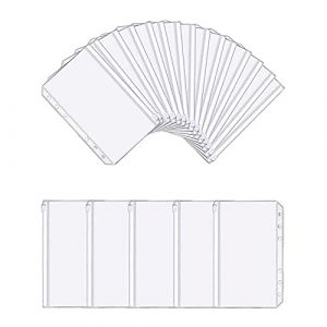 Dtaeye Pochette Plastique Classeur 20 Pi&egrave;ces 6 Trous Poches de Reliure Pochettes A6 en Plastique avec Fermeture Eclair A6 &agrave; 6 Trous pour Documents Translucide Sacs &agrave; Feuilles Mobiles (Dtaeye, neuf)