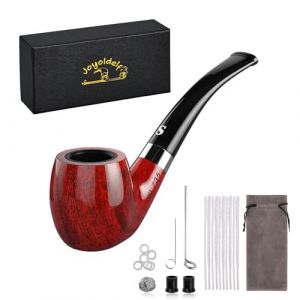 joyoldelf Pipes à Tabac, Set de Pipe à Tabac Fond Plat avec Outil de Nettoyage de Pipe et Accessoires de Pipe, Boîtes Cadeau (Rouge) (SHIKAN, neuf)