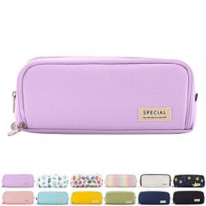 OIOYLEY Trousse Scolaire avec 3 Compartiments, Trousse à Crayons Grande Capacité avec 3 Compartiments, Trousse Enfant Cadeaux pour Filles et Garçons de Vacances, Violet (Une Seule Trousse) (JACK LIFE-FR, neuf)