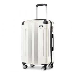 Kono Valise Grande Taille Rigide e Légère ABS Valise de Voyage à roulettes Valises Beige, L (74cm - 105L) (DL-accessories, neuf)