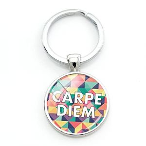 Porte-cl&eacute;s Carpe Diem avec g&eacute;om&eacute;trie color&eacute;e - Porte-cl&eacute;s Best Friend pour femmes et filles - Sac &agrave; main de voiture, blanc, L (wuhanlinshengmaoyiyouxiangongsi, neuf)