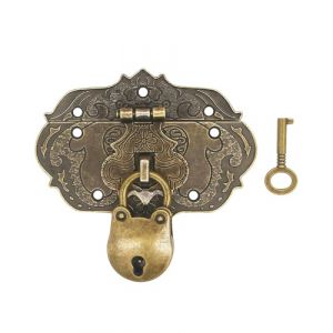 JUKOTA 1 ensemble vintage antique, design en fer bronze, fermoirs de meubles, ferrures pour cadenas sur coffres, boîtes coulissantes, avec vis (CAR PARTS FOR ALL, neuf)