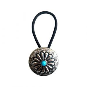Pinces &agrave; cheveux &laquo; Western Cowboy &raquo; - Accessoire pour cheveux - Fleur de citrouille et cravate perl&eacute;e turquoise - Pour femme (argent, 15 cm) (Keisleaqw, neuf)