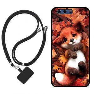 Sunrive Coque Compatible avec Huawei P10,TPU &Eacute;tui Housse Protecteur Souple Gel Mat Back Cover Mignon Motifs Antichoc Case(Le Renard Feuille d'&eacute;rable)+1x Universelle Dragonne (sunrive, neuf)