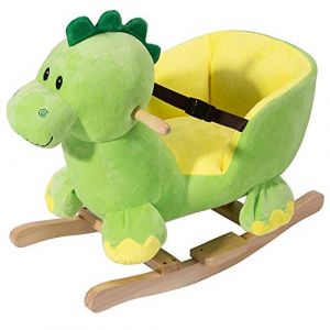 Bakaji Dinosaure &agrave; Bascule en Peluche pour Enfants avec Effets sonores, poign&eacute;es et Ceinture de s&eacute;curit&eacute; (Esplodia, neuf)