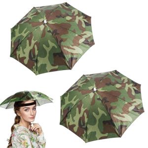 Fonyet 2pcs Chapeau Parapluie de Tete Pliable Casquette Parapluie avec Bande &eacute;lastique Chapeau parapluie de p&ecirc;che pour le camping, la p&ecirc;che, le jardinage et le golf (Fjin, neuf)