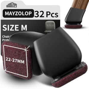 32 Pi&egrave;ces Protection Pied de Chaise, Diam&egrave;tre 22-27 mm, Patin de Chaise avec Feutre &Eacute;paissi, Noir Tampons &Eacute;lastiques, Adaptables aux Chaises, Canap&eacute;s, Tables &ndash; Prot&egrave;ge Sols et R&eacute;duit Le Bruit (MAYZOLOP-FR, neuf)