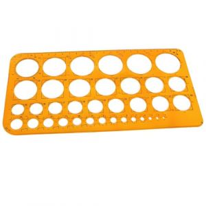 Zegnuem Pochoir &agrave; dessin avec 36 cercles - Pochoir en plastique robuste pour dessin technique, architecture et conception de bijoux - Orange transparent (FERTGER, neuf)
