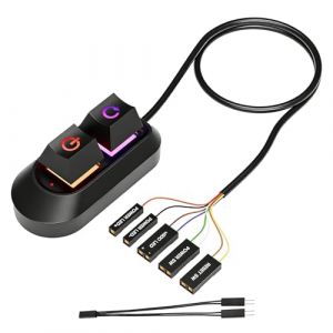 Bouton d'alimentation Externe pour PC De Bureau avec Bouton Power PC LED, Interrupteur M&eacute;canique De Red&eacute;marrage et C&acirc;ble Cartes M&egrave;res Conception Compacte et Installation Facile,Noir (HongQiRongChiSeller, neuf)