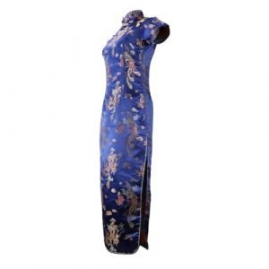 ZNLFS Robe Cheongsam pour femmes, robe de soir&eacute;e &agrave; manches courtes, coupe ajust&eacute;e, style r&eacute;tro, imprim&eacute;e, col montant, Bodycon Qipao, 36 (dingjuanjuandamai, neuf)