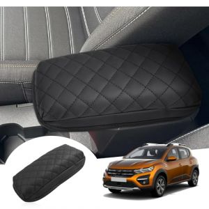 GAFAT Dacia Sandero 3/Stepway 3/Dacia Jogger 2021-2024 2025 Housse d'Accoudoir Console Central, Sandero 2023 Protection en Cuir PU Microfibre Rembourrage 3,5 CM Augmente L'épaississement (GAFAT(EU), neuf)