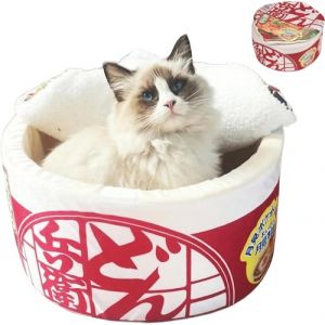ZHUIYIWIN Lit Niche pour, Niche pour Chat pour avec Coussin Amovible Lavable rembourré, Lit apaisant pour Chat Petit Chien (Rouge, L) (HFzhiyihui, neuf)
