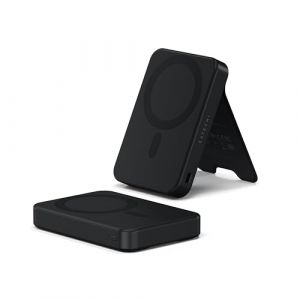 SATECHI OntheGo&trade; Batterie Externe MagSafe 10000mAh avec Support Pliable, Qi2 &agrave; Charge Rapide 15W Compact pour Android & Tous Les iPhone 17 16 15 &agrave; 12 avec la Technologie MagSafe &ndash; Noir (ZOOM ICI, neuf)