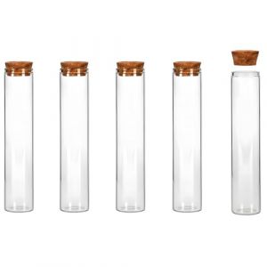 Reccisokz 5 Pièces Tube En Verre,Tube En Plastique,Tube En Verre Transparent 12x75mm Avec Bouchon,Analyse Du Tube d’Urine,Tube En Verre Avec Couvercle En Liège (Reccisokz, neuf)