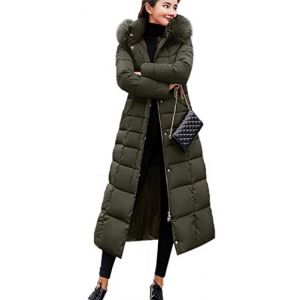 Earnmore Femme Doudoune Longue Manteau Hiver Manteau avec Capuche Fourrure Doudoune Femme Zipp&eacute; Longue Casual Duvet de Coton Parka Slim Fit Veste (IFLETI, neuf)