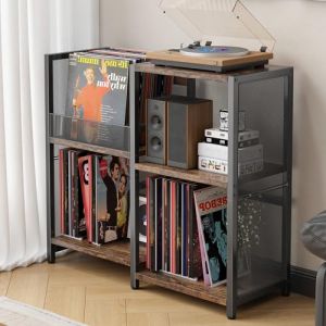 Ornestia Meuble pour Platine Vinyle, Meuble de Rangement pour Plus de 200 disques vinyles, Meuble de Rangement pour disques vinyles, Table pour Platine Vinyle pour Le Salon (Ornestia EU, neuf)
