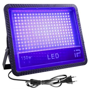 Projecteur &agrave; lumi&egrave;re noire LED, 1 pi&egrave;ce 150W UV lumi&egrave;re noire, projecteur UV IP66, lampe &agrave; lumi&egrave;re noired pour f&ecirc;te, Halloween, graffiti, &eacute;v&eacute;nements en plein air disco (285x240x50mm) (ELENASI, neuf)