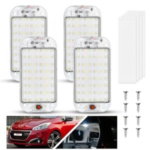 URAQT Barre de Lumière Intérieure à LED, 4PCS 48LED 12V Barre Lumineuse Intérieure 10W, avec Interrupteur on/Off, 800LM Blanche Barre de Bande Lampe pour Voiture/Camion/Camping-Car/Bateau/Van (HAPPYSALLER, neuf)