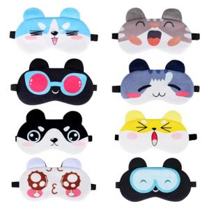 XCRPRT Masque de Sommeil, 8 Pcs 3D Moelleux Masque avec Sangles Réglables, Masque de Nuit Enfant en Peluche Mignon, Dormir pour Enfants Cache Yeux, Eyepatch de Repos pour Enfants Adultes (fuzhourupuruikeji, neuf)
