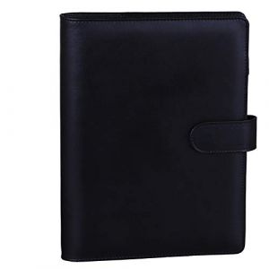 HAUTOCO Classeur a5, en cuir synthétique, Classeur a5 6 anneaux Cover pour papier et carnet de notes rechargeables A5 Organiseur Planificateur Reliure(papier intérieur non inclus), noire (Hautoco Online, neuf)