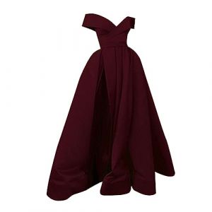 Robe Soiree De Gala Robe Longue Femme en Satin &eacute;L&eacute;gante Sexy Dos Nu Fendue Spaghetti Sangle Grande Taille Couleur Unie Swing pour Bal Mariage Cocktail De Soir&eacute;e Longue Mariage Party Dress (zezhoushangmao, neuf)