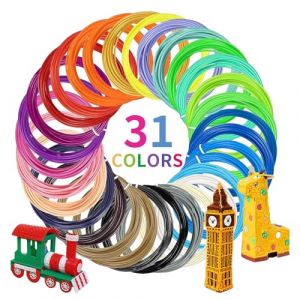 SoeUyd Recharge Stylo 3D, Fil Stylo 3D, Stylo 3D Filament, Recharges de Stylo 3D Doodler Start, Général 3D Pen Filament 1,75 MM, 5M x 31 par Rouleau, 155 M au Total, pour Stylos 3D pour Enfants (SHIKEJ, neuf)