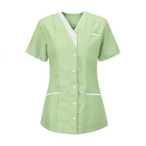 Tunique M&eacute;Dicale Femme Col en V Manche Courte Blouse Infirmiere Uniforme De Travail Haut Et Pantalon Tenue Aide Soignante Professionnelle Esth&eacute;Ticienne V&ecirc;Tement Lavables Durables Ensemble S-3XL (HAOLEI  FR, neuf)