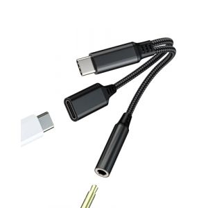 Adaptateur USB C Ecouteur pour Iphone15(2 en 1) Type-c Chargeur Cable 3.5 mm Prise Jack Audio Voiture Casque AUX Accessoire &eacute;couteur Rallonge pour Apple 15 Pro Max Plus Ipad Pro Air Mini pour Samsung (DING123, neuf)