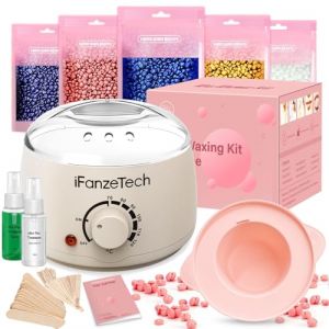 Chauffe Cire Epilation, Kit Epilation Cire: Appareil Cire Epilation Avec 500g Cire Epilation Perle, 30 spatules, bol en silicone et gants, D'épilation à Domicile Kit Epilation Cire (Creamy White) (jinkangmaoyi, neuf)