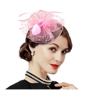 JKQBUX Bibi ann&eacute;es 20 Gatsby Charleston Accessoires de f&ecirc;te Art D&eacute;co Accessoire de coiffe, chapeau bibi avec pince &agrave; cheveux pour femme, chapeau melon fleur plumes fibre (SHIMENG, neuf)