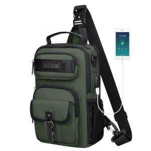 WITZMAN Sac &agrave; Bandouli&egrave;Re Pour Hommes Sac &agrave; Dos De Voyage Convertible Port De Chargement USB Sacs &agrave; Bandouli&egrave;Re L&eacute;Gers Sac &agrave; Dos D&eacute;Contract&eacute; (B698 Vert Arm&eacute;e) (ALTOSY FASHION, neuf)